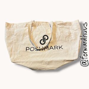 Poshmark Logo Canvas Tote Shopping Bag Natural Cotton